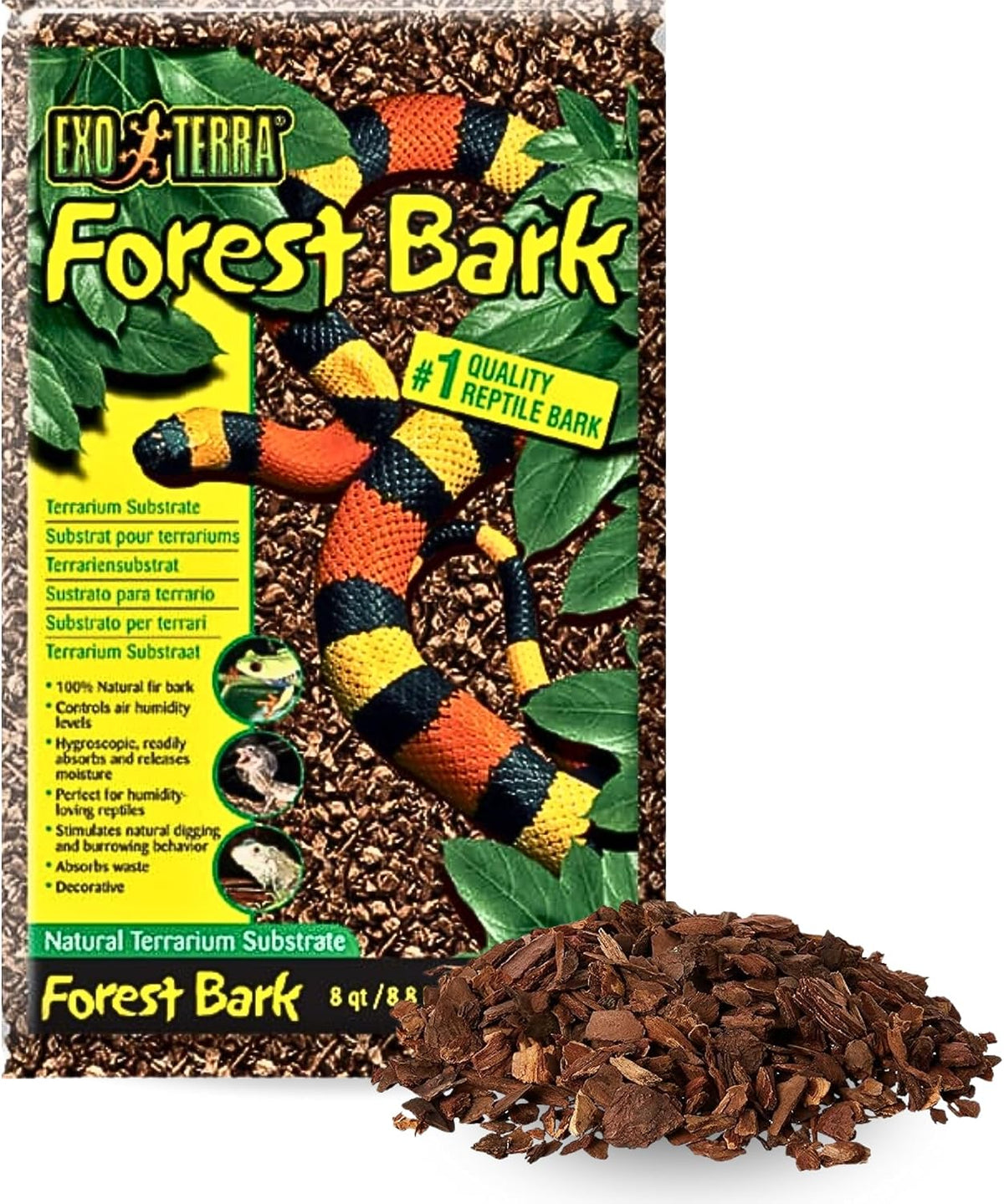 Exo Terra Douglas fir bark substrate in a tropical terrarium setup