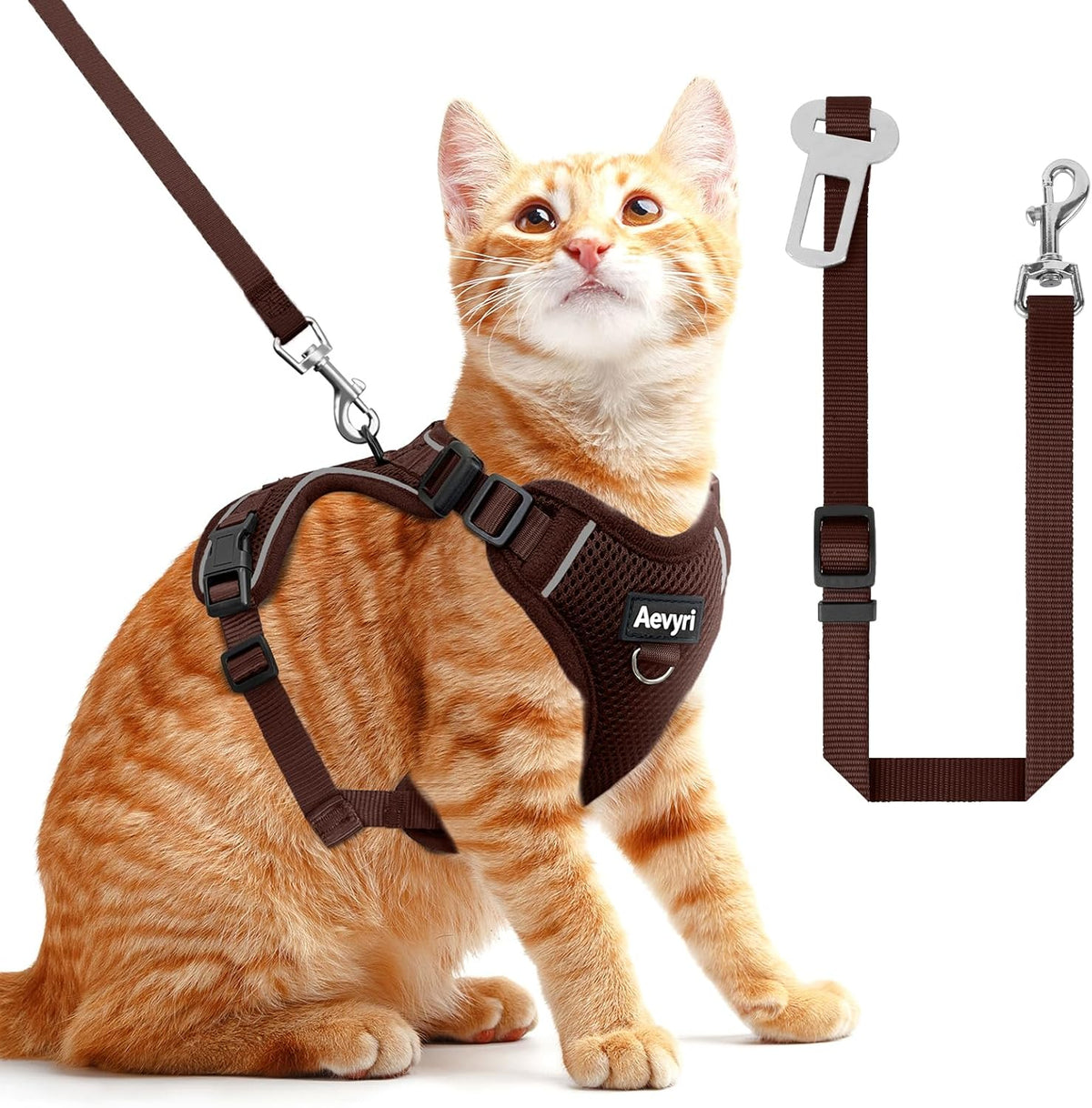 Cat Harness, Cat Harness and Leash for Walking, Adjusted in Four Directions and Breathable Cat Harness for Anti Escape that can be Fitted and Positioned, Reflective Strips Harness, Black, M - Image 15