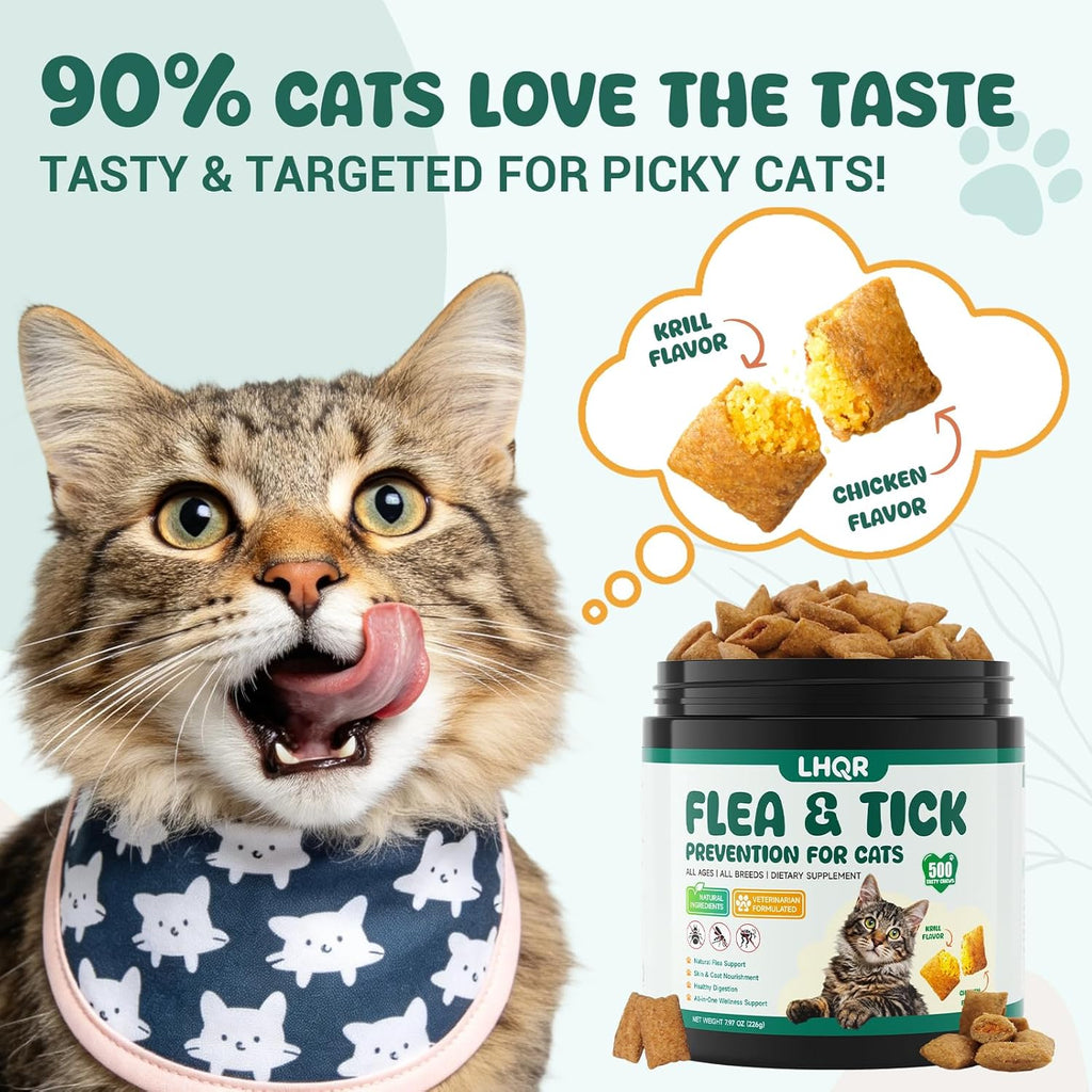 Top view of Lhqr natural cat flea and tick chews container