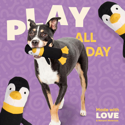 Yomp penguin dog toy showing reinforced stitching