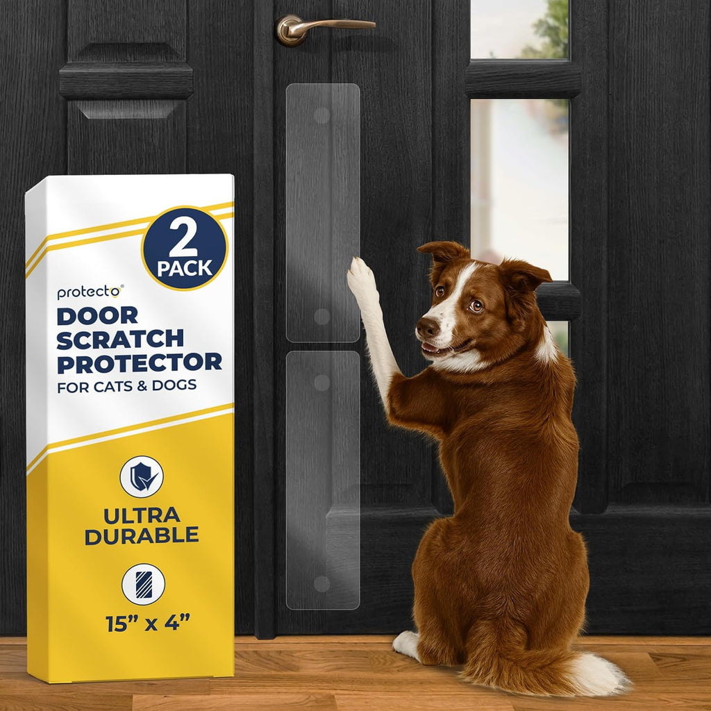 PROTECTO 2 Pack Heavy Duty Door Protector from Dog Scratching, 30 x 20" Clear Door Scratch Protector, Easy to Install on Window, Wall, Screen & Sliding Doors, Cat Scratch Guard for Indoors Outdoors - Image 10