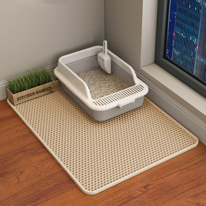 HCY&WLD Cat Litter Mat, 45x26/35x24/30x22/24x18 Inch Double Layer Cat Litter Box Mat, EVA Non-Slip, Waterproof Urine Proof Cat Litter Catcher Mat, Easy Clean Scatter Control (35x24 Inch, Khaki) - Image 11