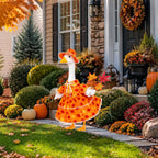 Vibrant orange autumn goose clothes with matching lace trim hat details