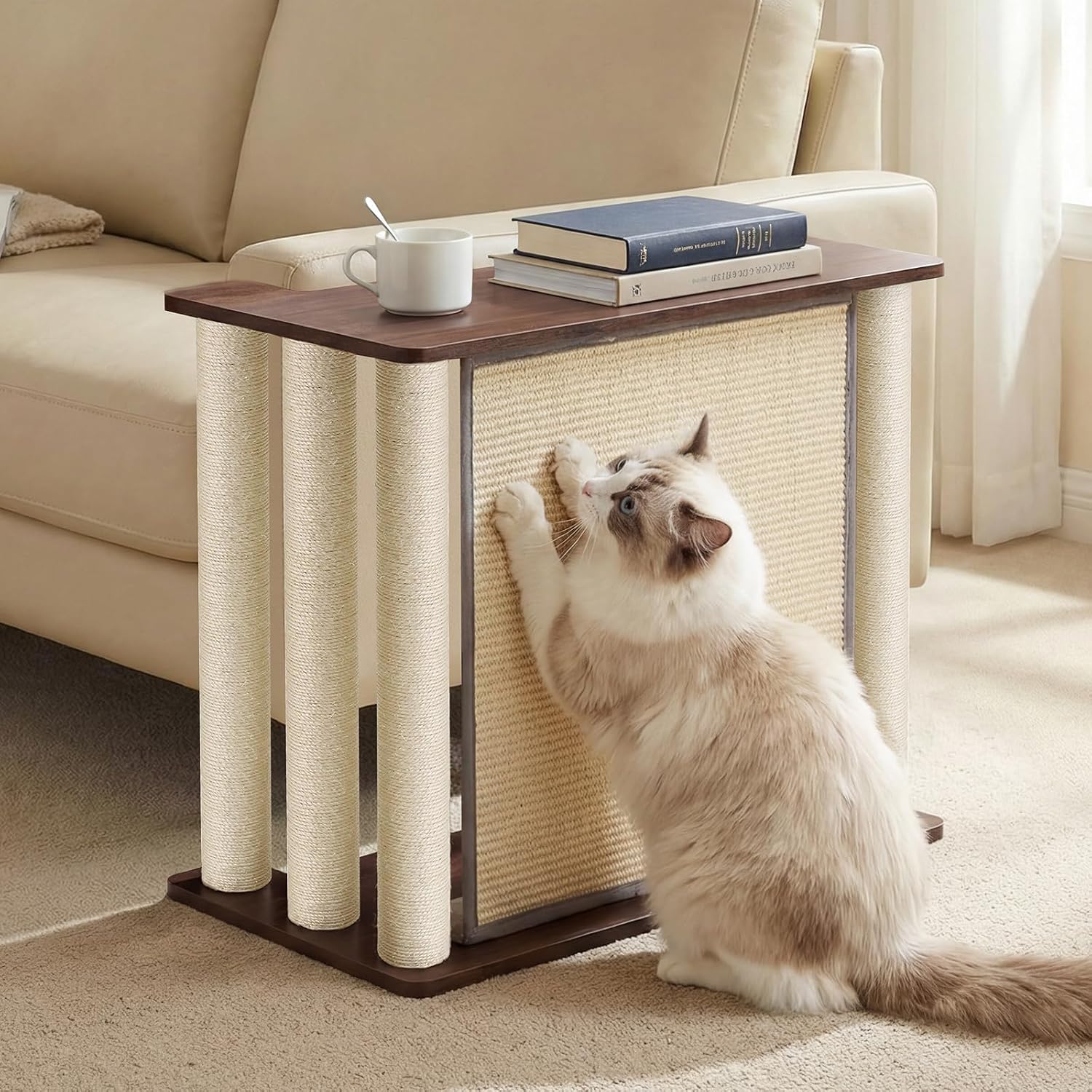 Veehoo cat couch protector and side table left view