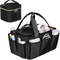 Fasrom breast pump caddy organizer bag in premium black polyester front view showcasing structured design