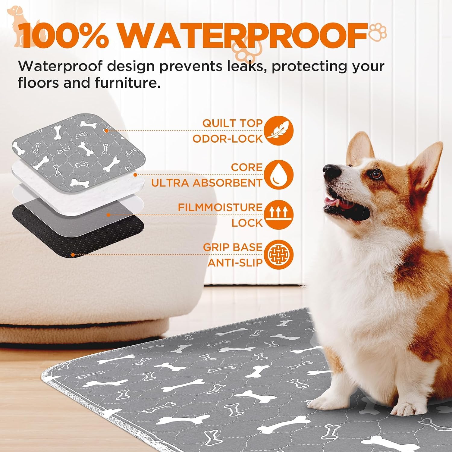Two pack grey puppy training pads folded