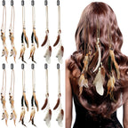 Geyoga boho feather hair extensions set front view