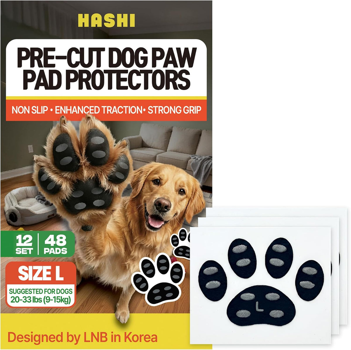 HASHI Dog Paw Grips Anti-Slip for Hardwood Tile Floors, Self-Adhesive Elastic Traction Pads for Senior Dogs, Pet Mobility Support, Waterproof Breathable (24, XXL) - Image 11