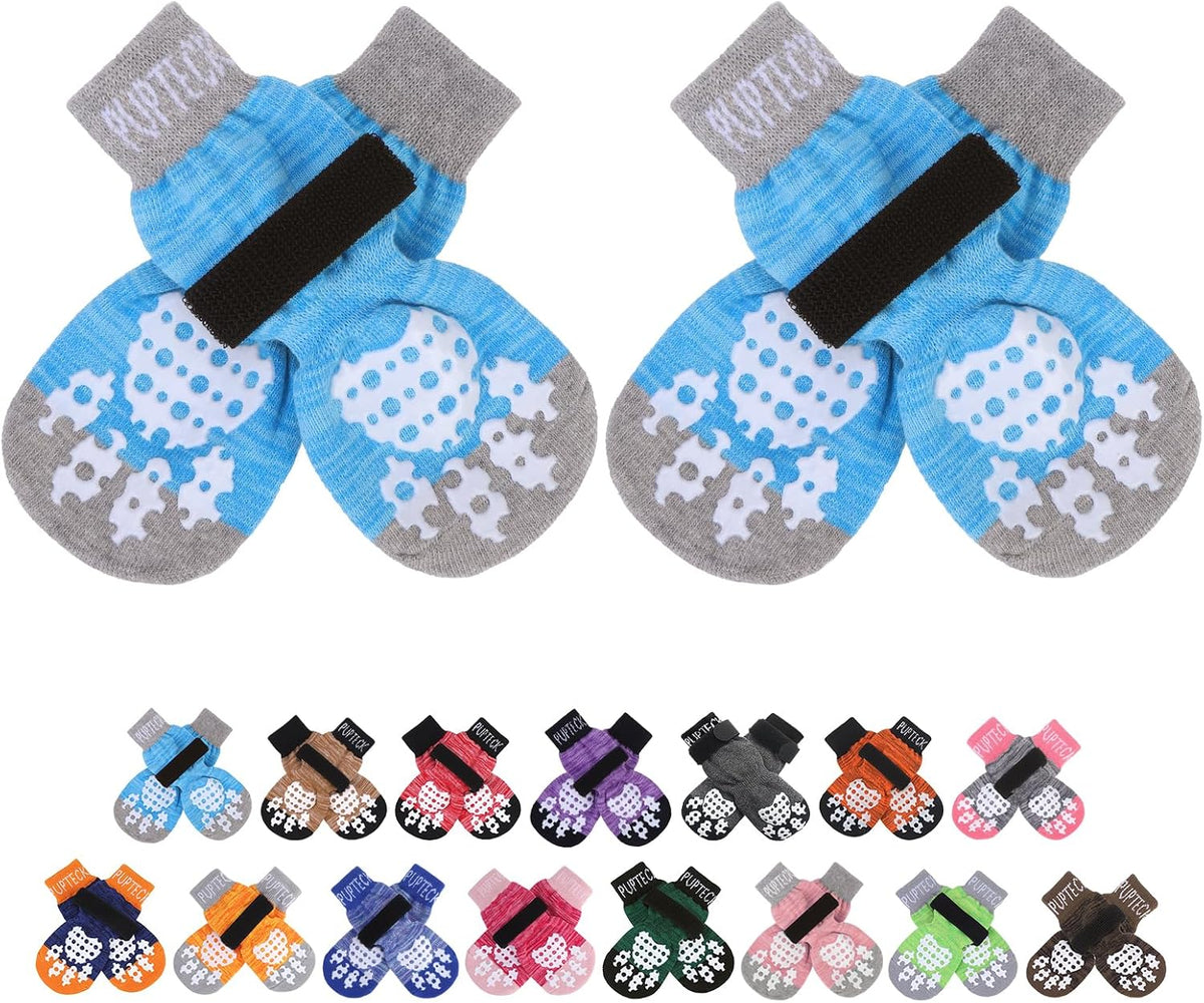 PUPTECK Anti-Slip Dog Socks with Double Sides Grips for Small Medium Large Dogs Hardwood Floors Prevents Licking, Dog Shoes for Hot Pavement Traction Control Paw Protector for Senior Dogs, Grey L - Image 9