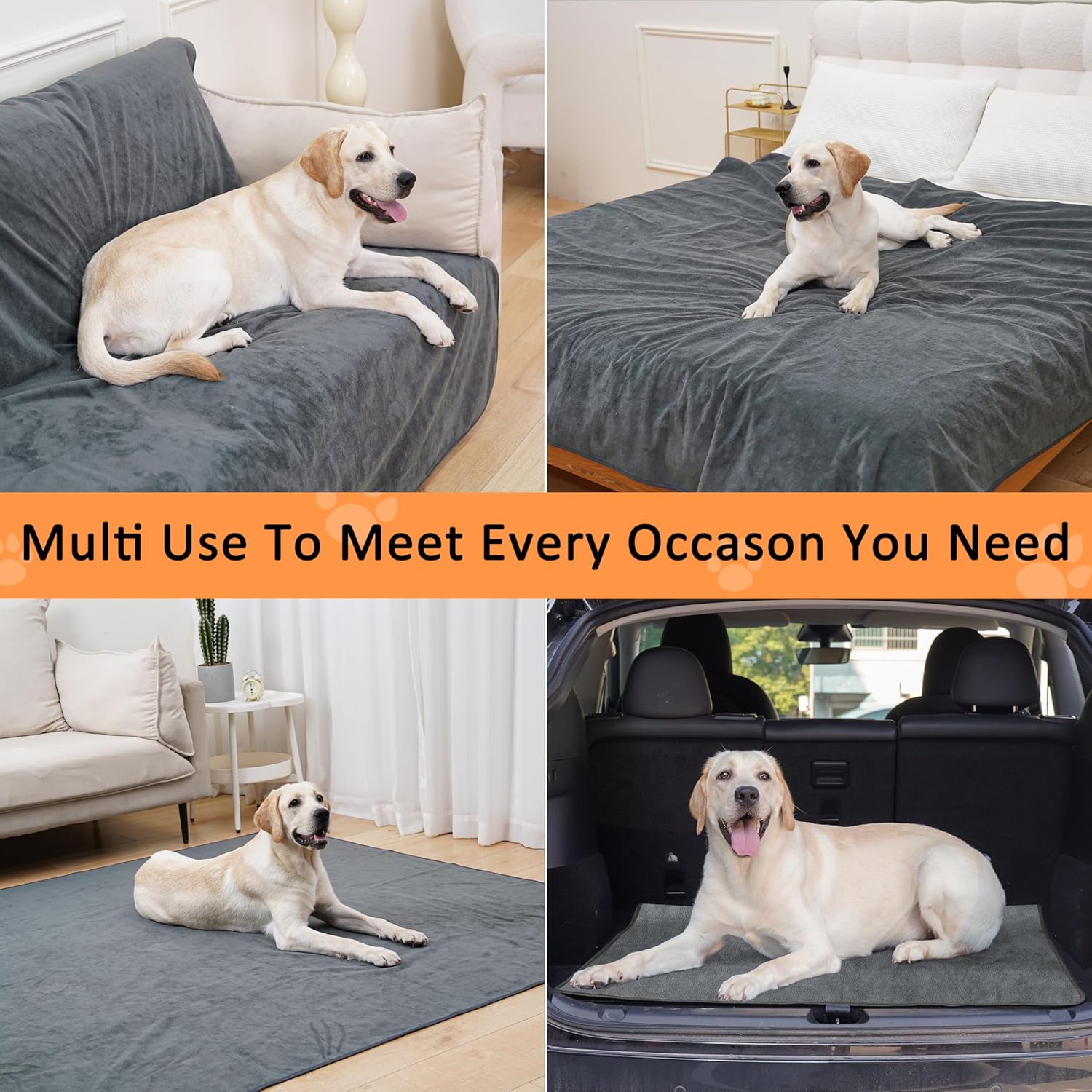 Extra large 65 inch by 48 inch dog pee pad spread on floor