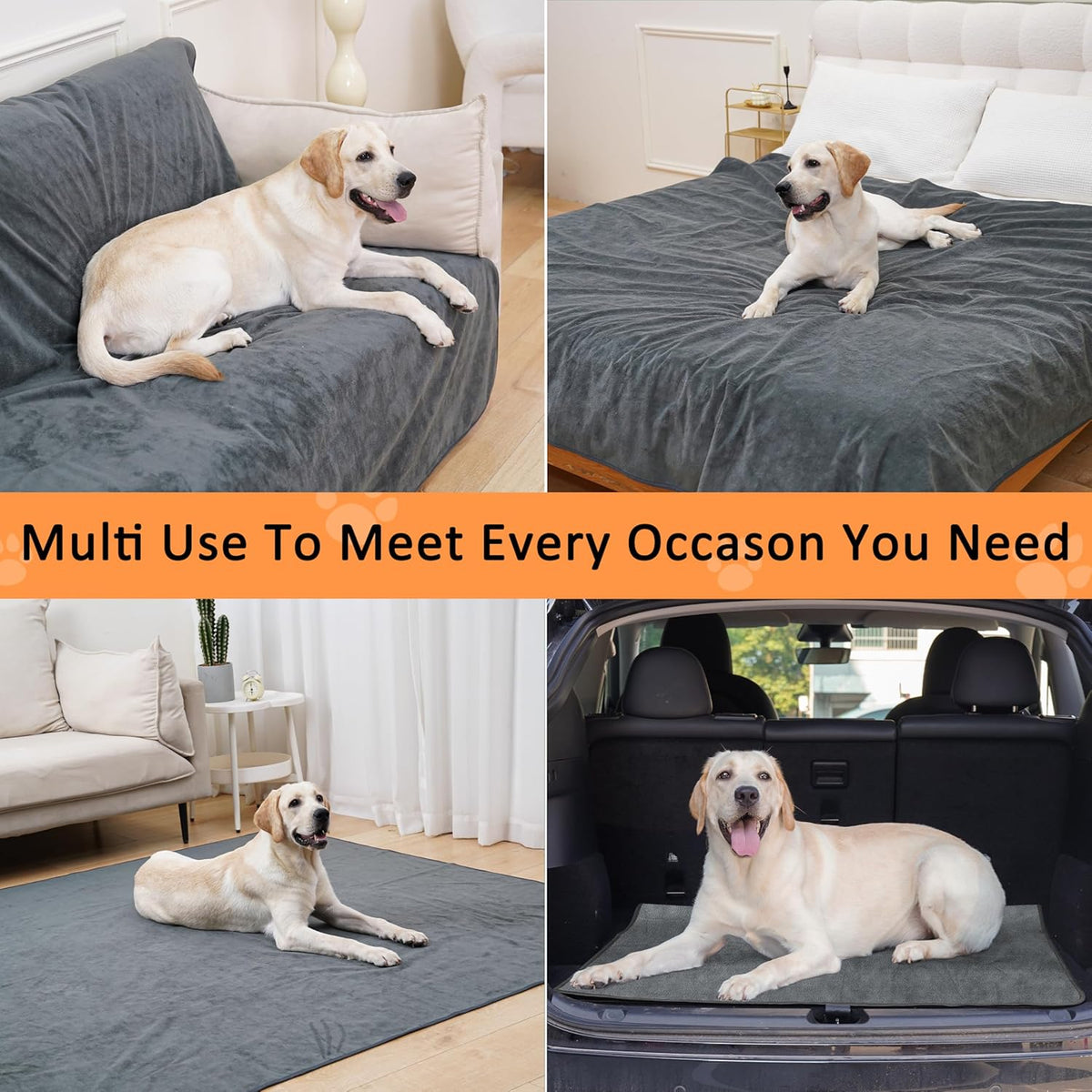 Extra large 65 inch by 48 inch dog pee pad spread on floor
