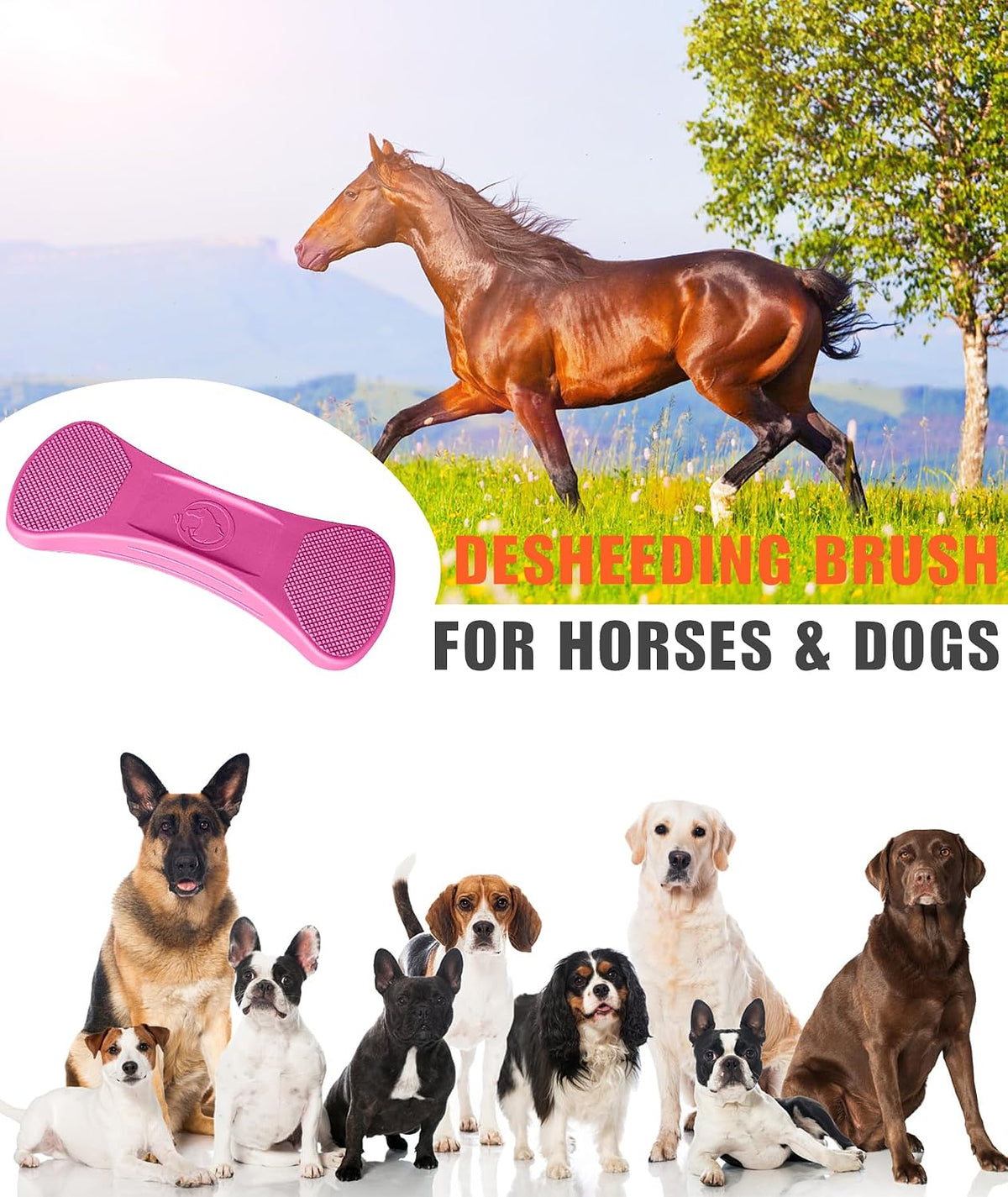 Pink Gydoty grooming brush for horses and dogs