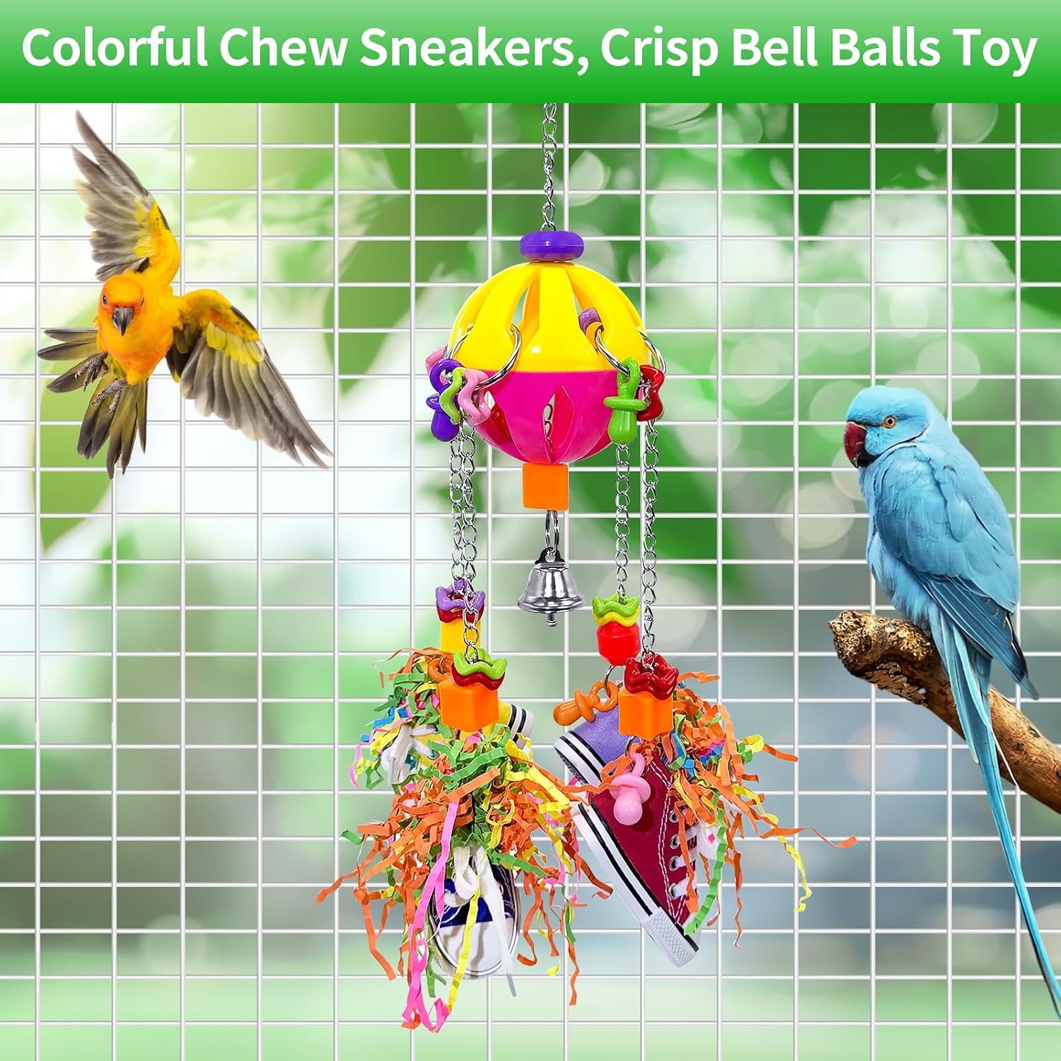 Loperdeve pet bird interactive puzzle toy with treats hidden inside fabric shoes