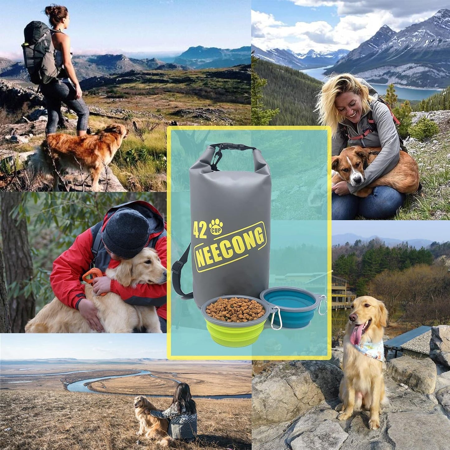 Dog Food Travel Bag With Collapsible Travel Bowls, 42 Cup Dog Food Storage System for Camping, Everyday-10L Food Dry Bag - Image 9