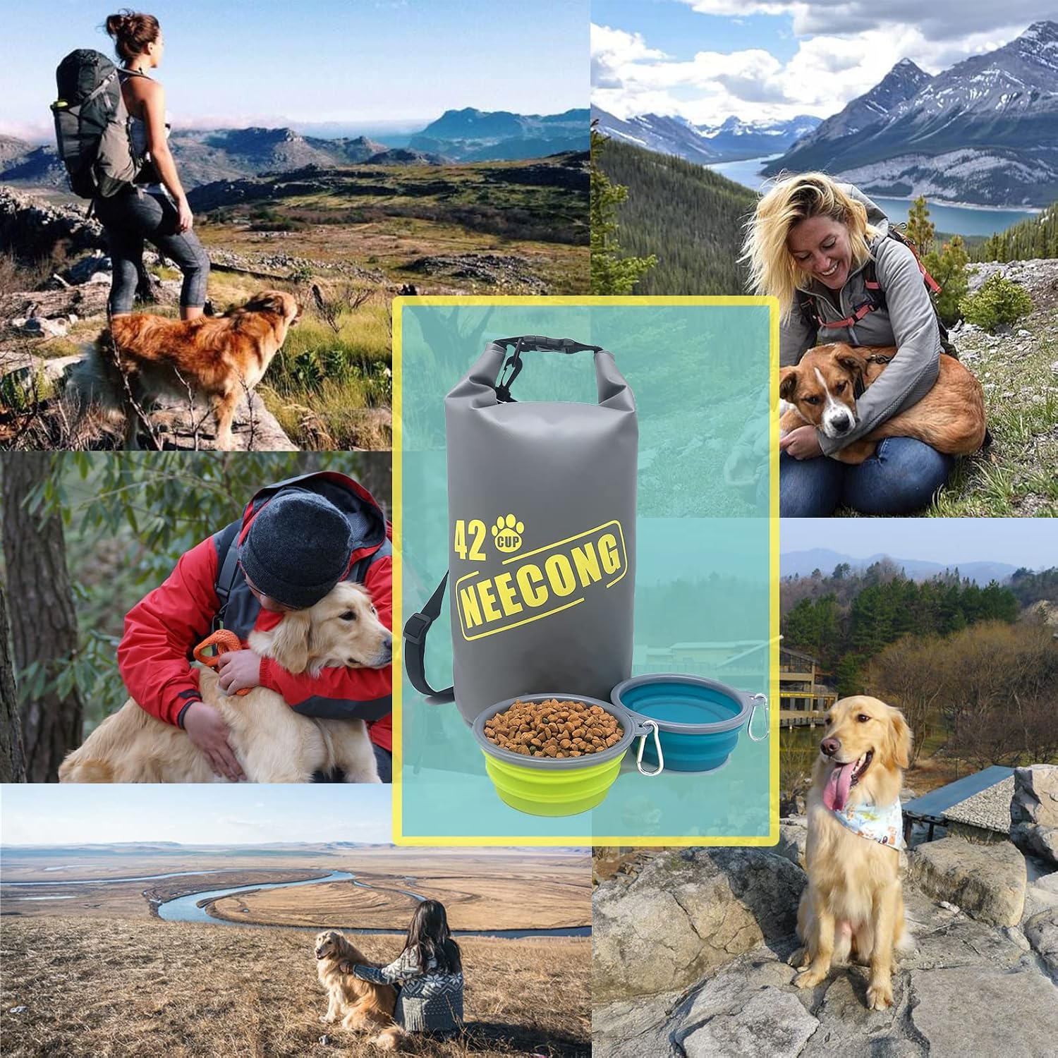 Dog Food Travel Bag With Collapsible Travel Bowls, 42 Cup Dog Food Storage System for Camping, Everyday-10L Food Dry Bag - Image 9