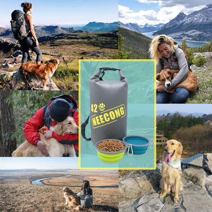 Dog Food Travel Bag With Collapsible Travel Bowls, 42 Cup Dog Food Storage System for Camping, Everyday-10L Food Dry Bag - Image 9