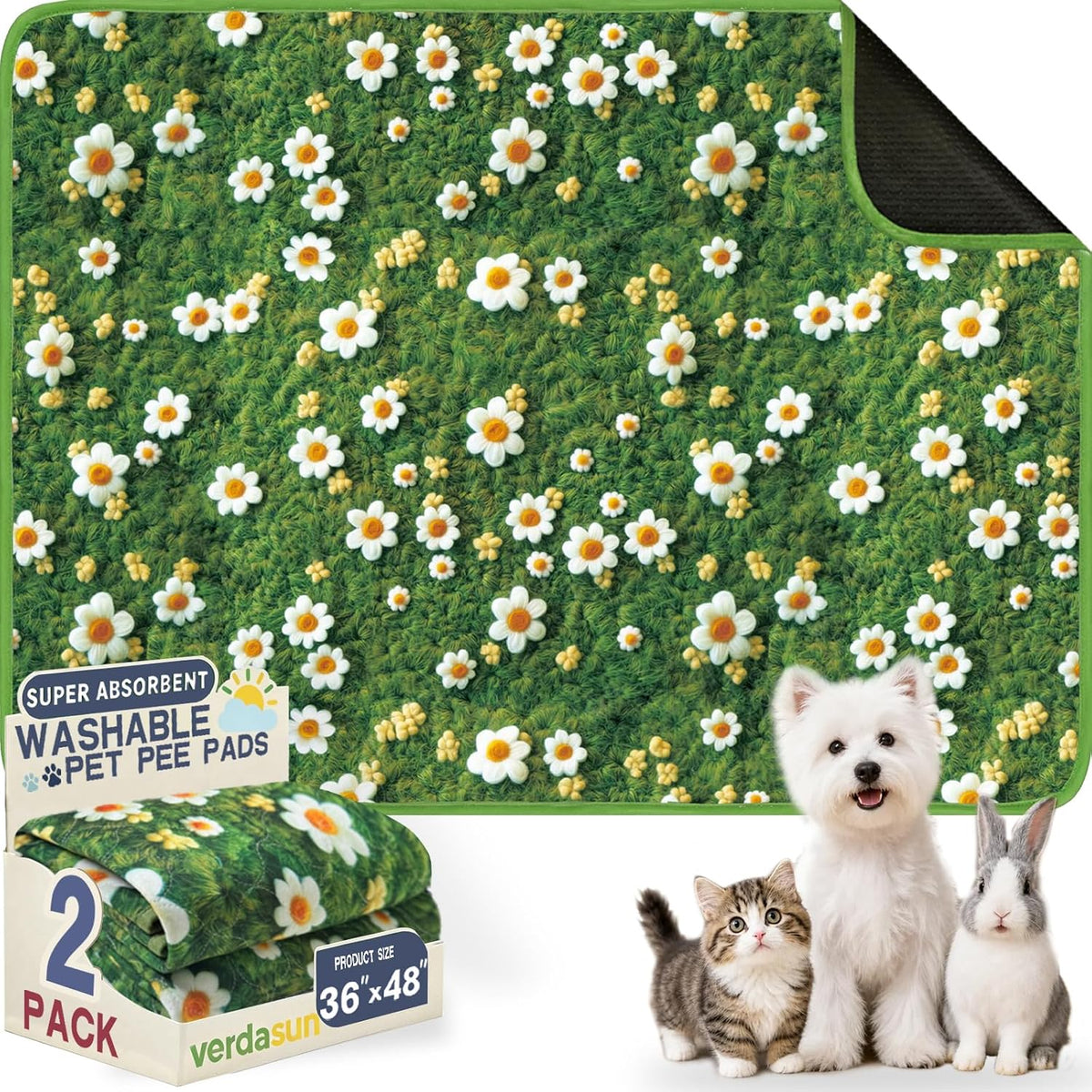 Washable Pee Pads for Dogs, Reusable Puppy Potty Training Pads, Ultra-Absorbent Thick Waterproof Leak-Proof Non-Slip Pads & Mat for Crate, Playpen, Floor, Whelping & Housebreaking , 2 Pack 18"x24" - Image 10