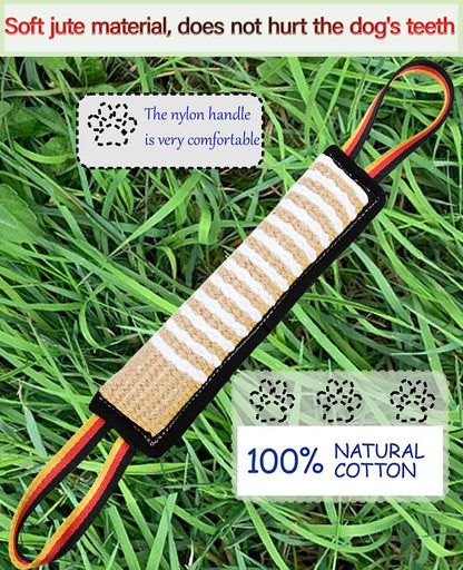 Orange Clysoru premium dog tug toy laid flat highlighting its dimensions and grip area