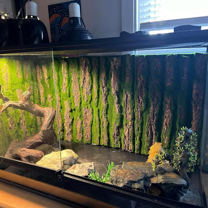 PINVNBY reptile habitat decor panel showing the durable foam backing structure.