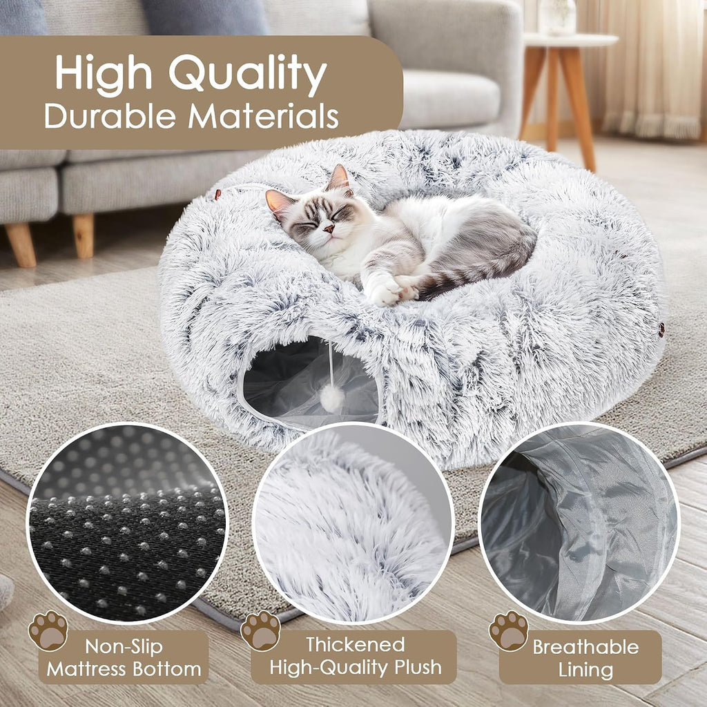 Baseola lightweight indoor cat tunnel bed packed inside its convenient storage bag
