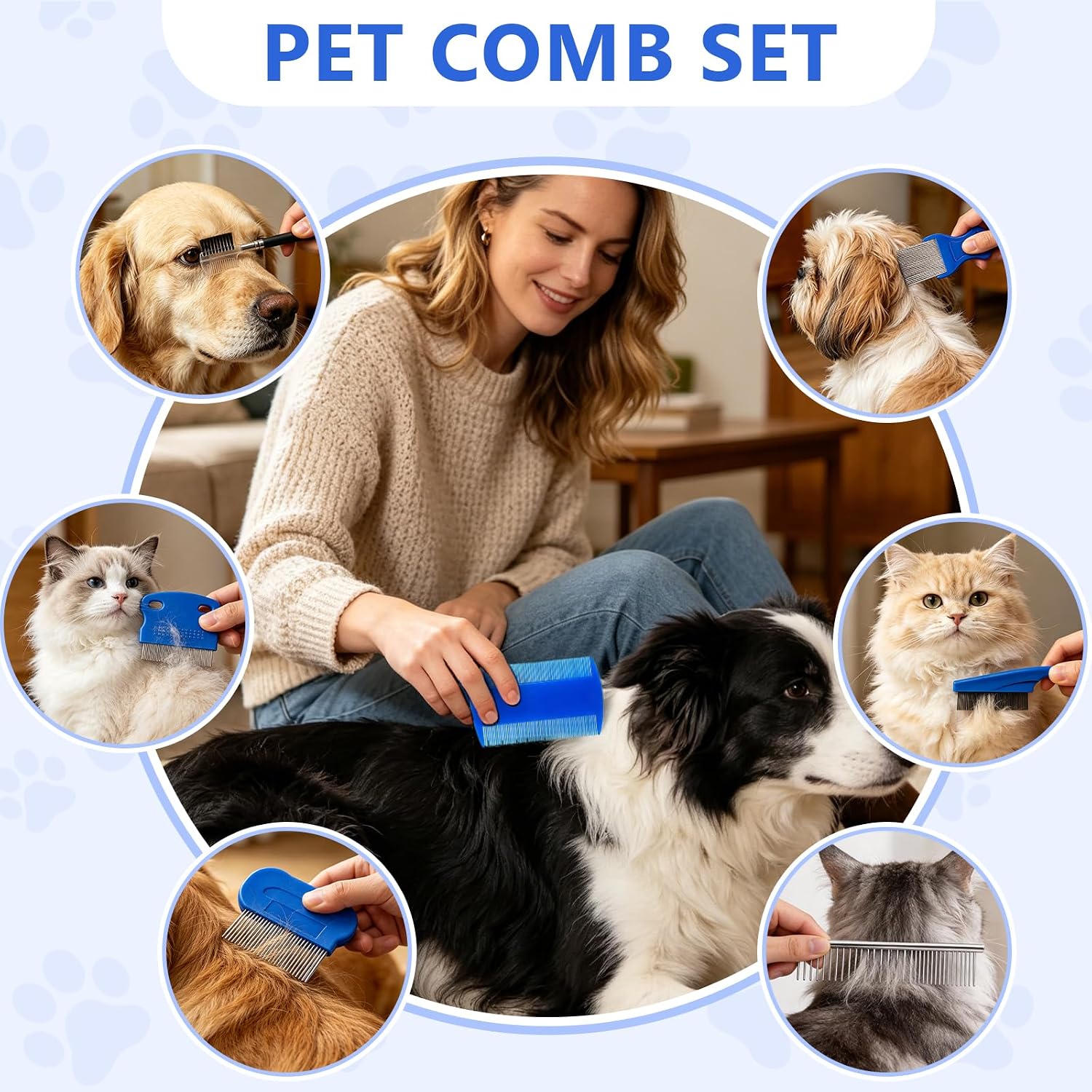 Rounded teeth flea removal comb for pet hygiene