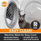 K&H Pet Products self warming pad showing its compact dimensions on a couch