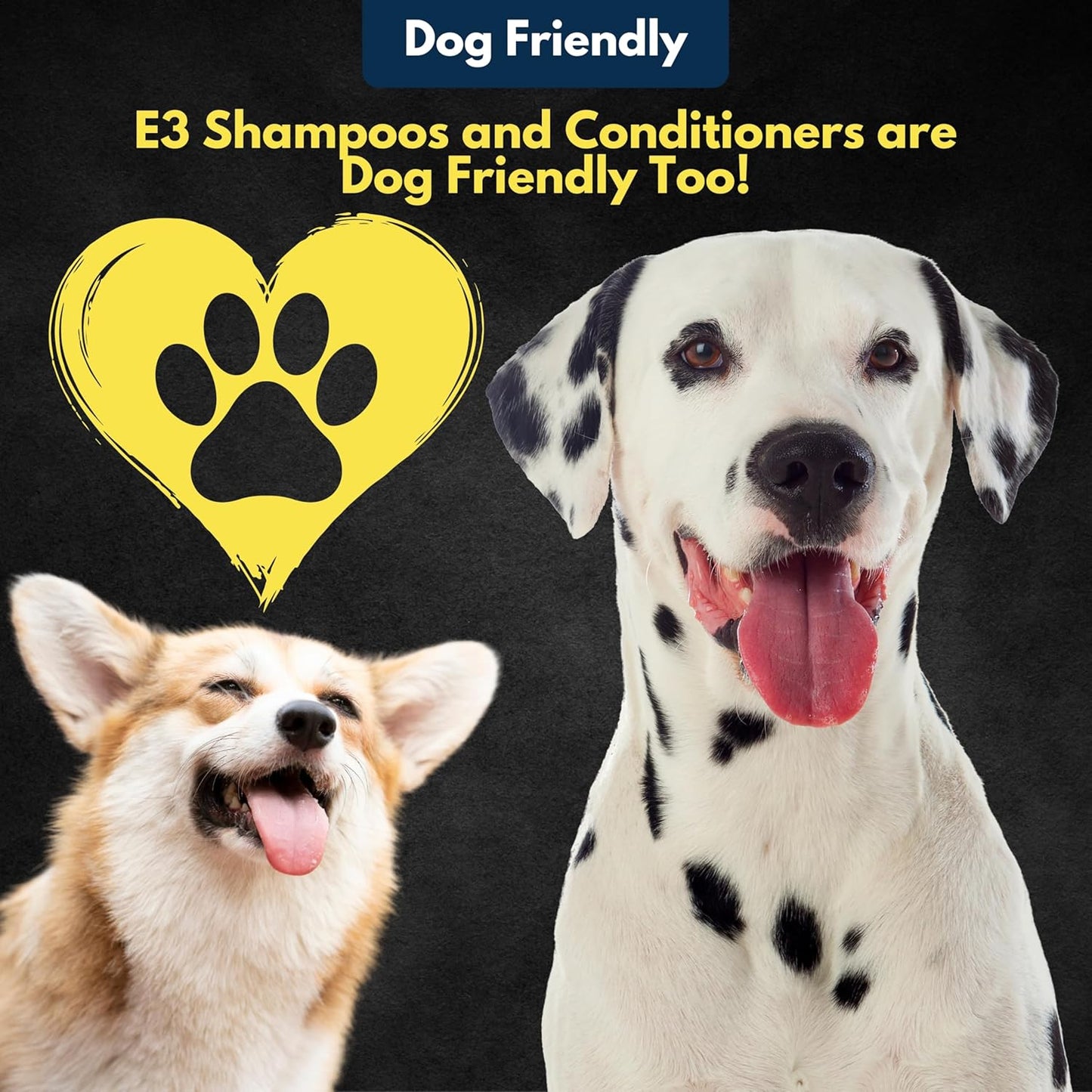 Side view of E3 antifungal pet shampoo 8 fluid ounce