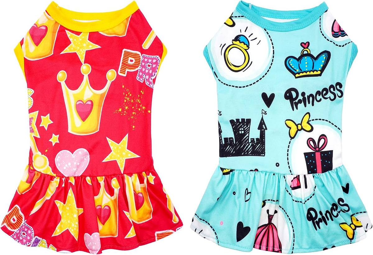2PCS/Pack Hawaiian Dog Dresses Pink Green for Small Dogs Girl Female Puppies Doggies Kittens Skirts Summer Sundress Pet Apparel Pineapple Toucan Flamingo Soft for Holiday Party Beach S - Image 11