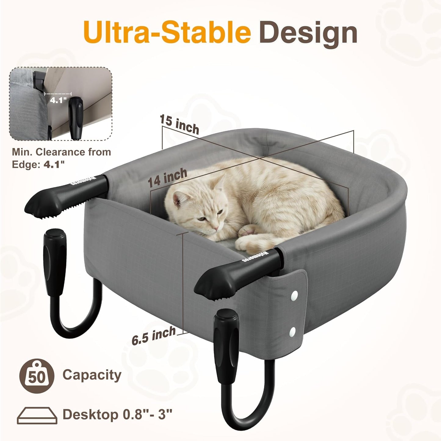 Hylemoros cat bed clamped to office desk