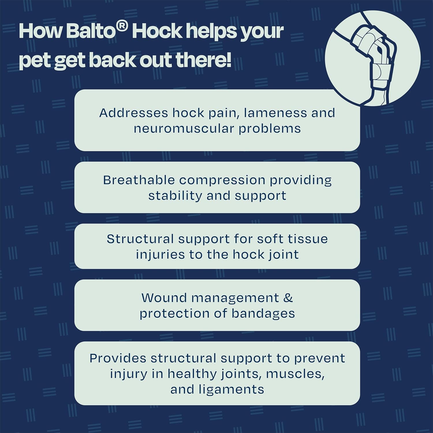 Close up of breathable material on Balto Feline Hock Brace