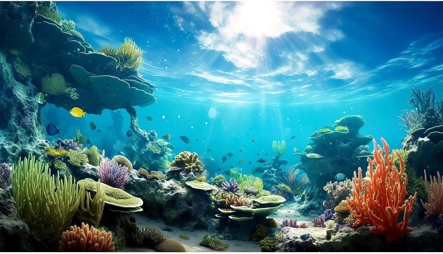 Aquarium Background Underwater Grass Leaves with Stone Aquarium Backdrop Vivid and Fresh Green Aquatic Plant Stone River Bed and Lake Fish Tank Background Decor Vinyl 48x18in - Image 15