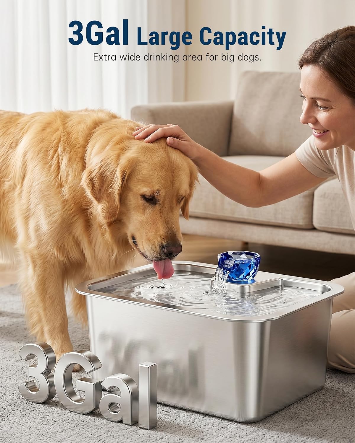 Petdott large dog water fountain stainless steel components