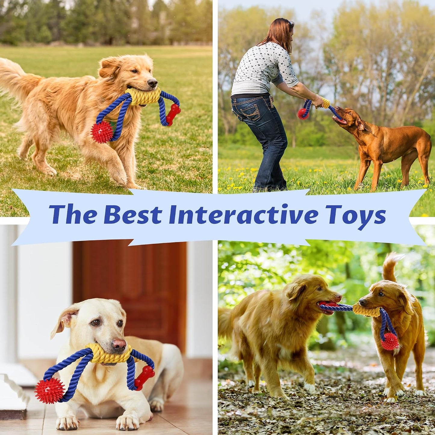 Aitmexcn indestructible pet training rope toy laid flat highlighting its safe rounded edge construction.