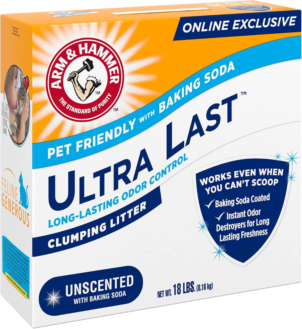 ARM & Hammer Ultra Last Clumping Cat Litter Unscented MultiCat 18 Lbs. Pet Friendly with Baking Soda Odor Control Litter - Image 12