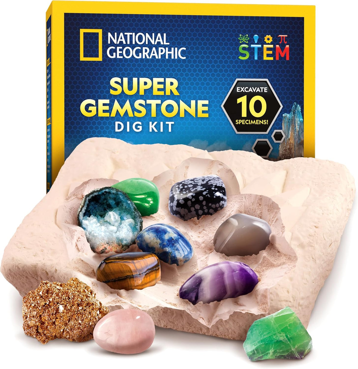 National Geographic Gemstone Dig Kit front view of box packaging
