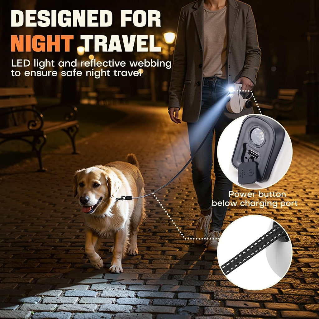 Petsweet dog leash featuring built-in LED flashlight for night safety