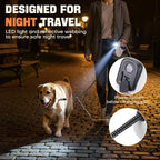 Petsweet dog leash featuring built-in LED flashlight for night safety