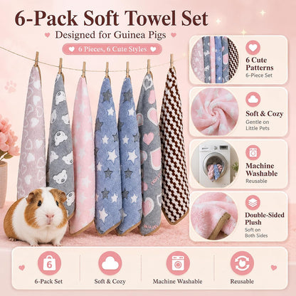 Set of 6 small animal cage liners with assorted patterns