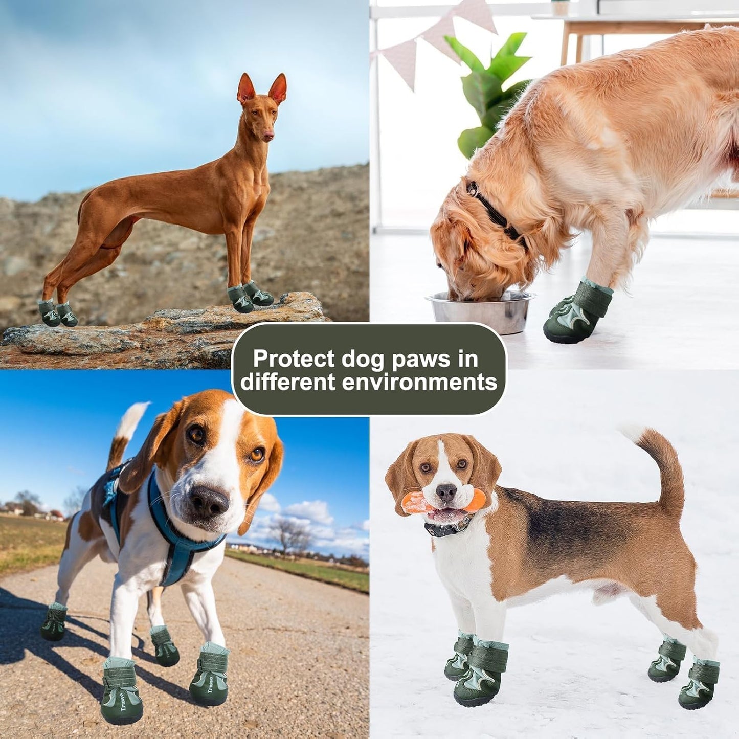 Small and large size dog booties comparison