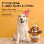 Side profile of Fuzzwoof birthday cake plush toy for dogs