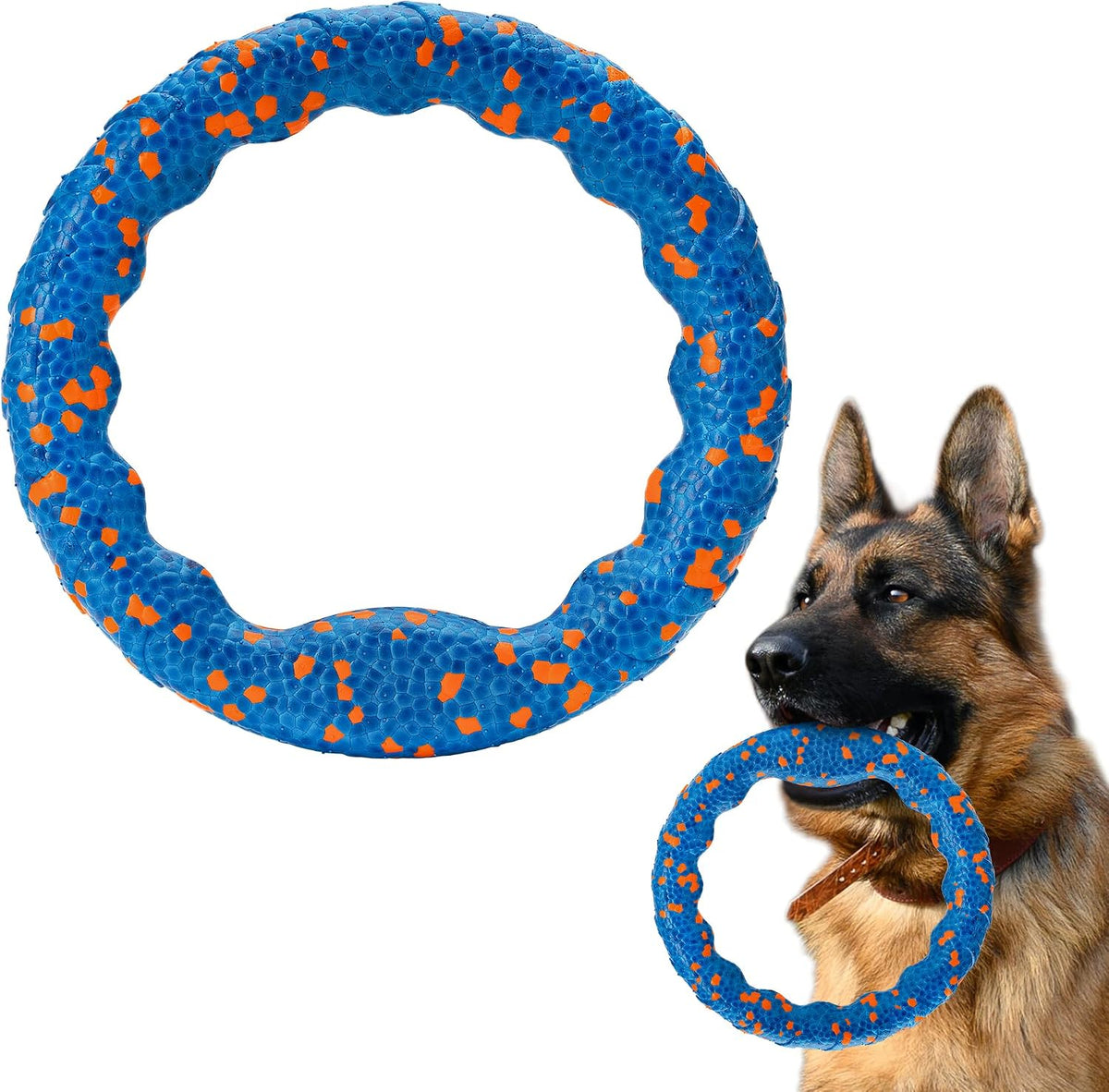 FUSOTO Dog Ring Toy, Indestructible Flying Discs for Throwing Catching, Water Floating Dog Training Ring for Medium Large Breeds (Orange - 9 inches) - Image 10