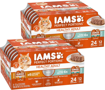 IAMS Perfect Portions Sensitive Digestion & Skin Wet Cat Food Pate, Healthy Adult Grain Free Pate, Chicken Recipe, 2.6 oz. (24 Twin Packs) - Image 15