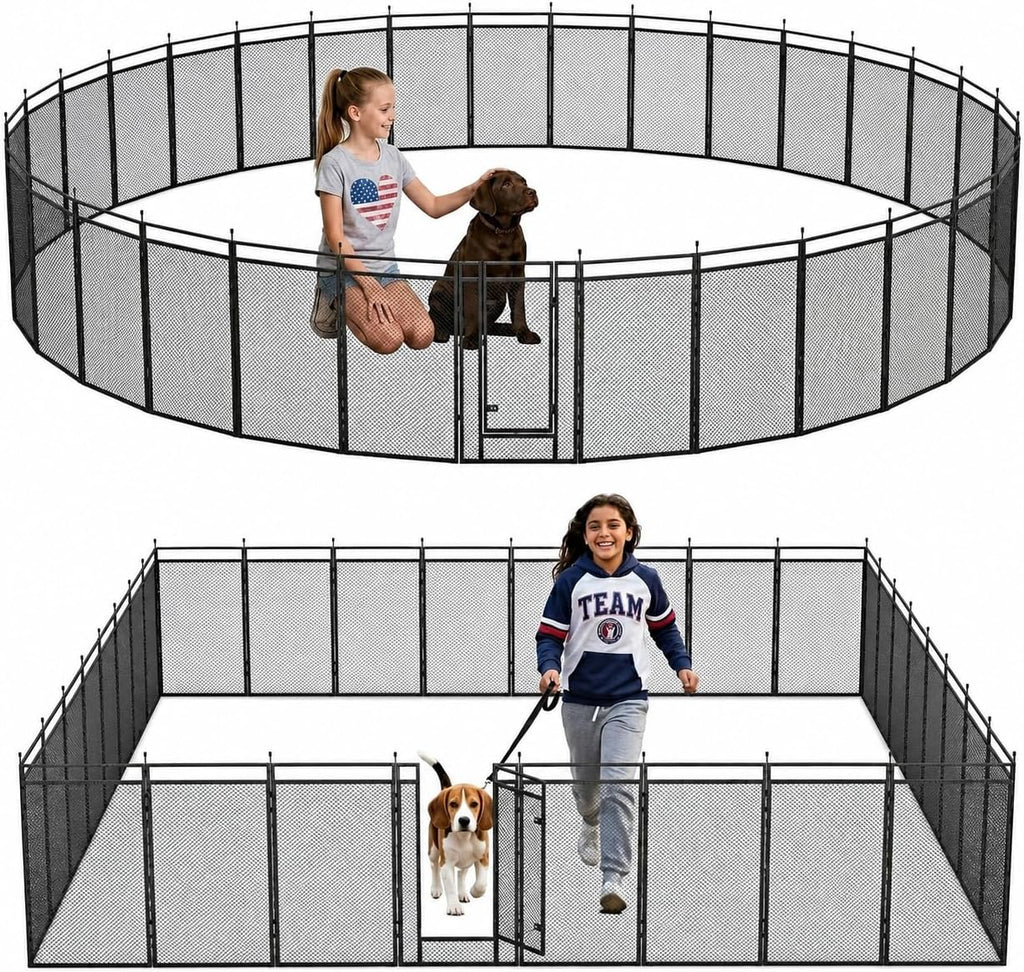 Premium imported USA dog fence set up as a no-dig garden barrier.