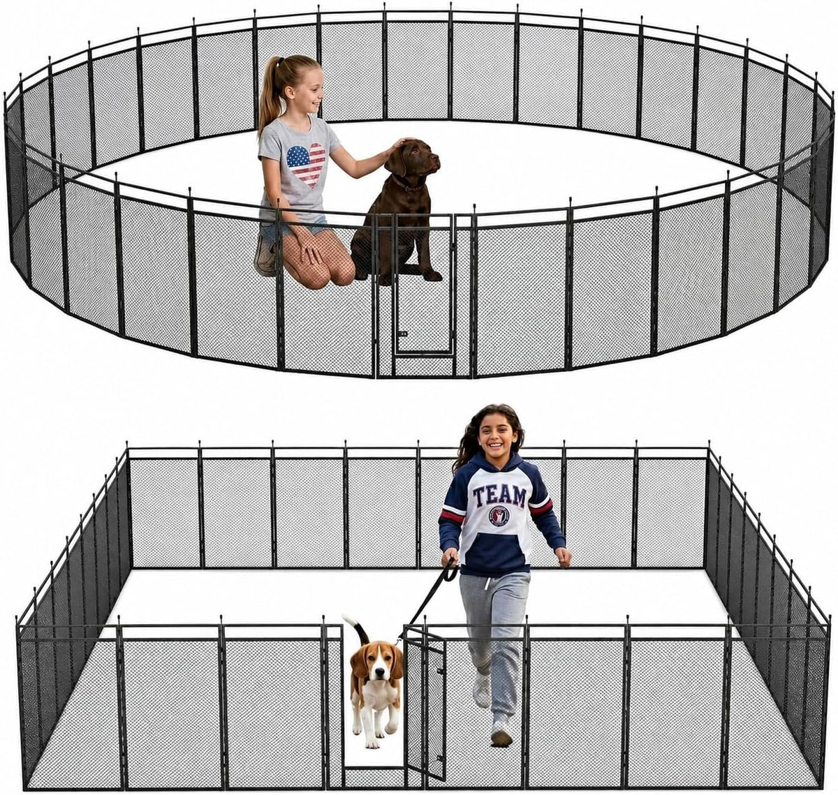 Premium imported USA dog fence set up as a no-dig garden barrier.