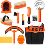 Abbylike 12 Piece Horse Grooming Kit with Organizer Tote Bag Brush Sets for Derby Day Show Horses Professional Tools for Care & Massage(Khaki and Green) - Image 15