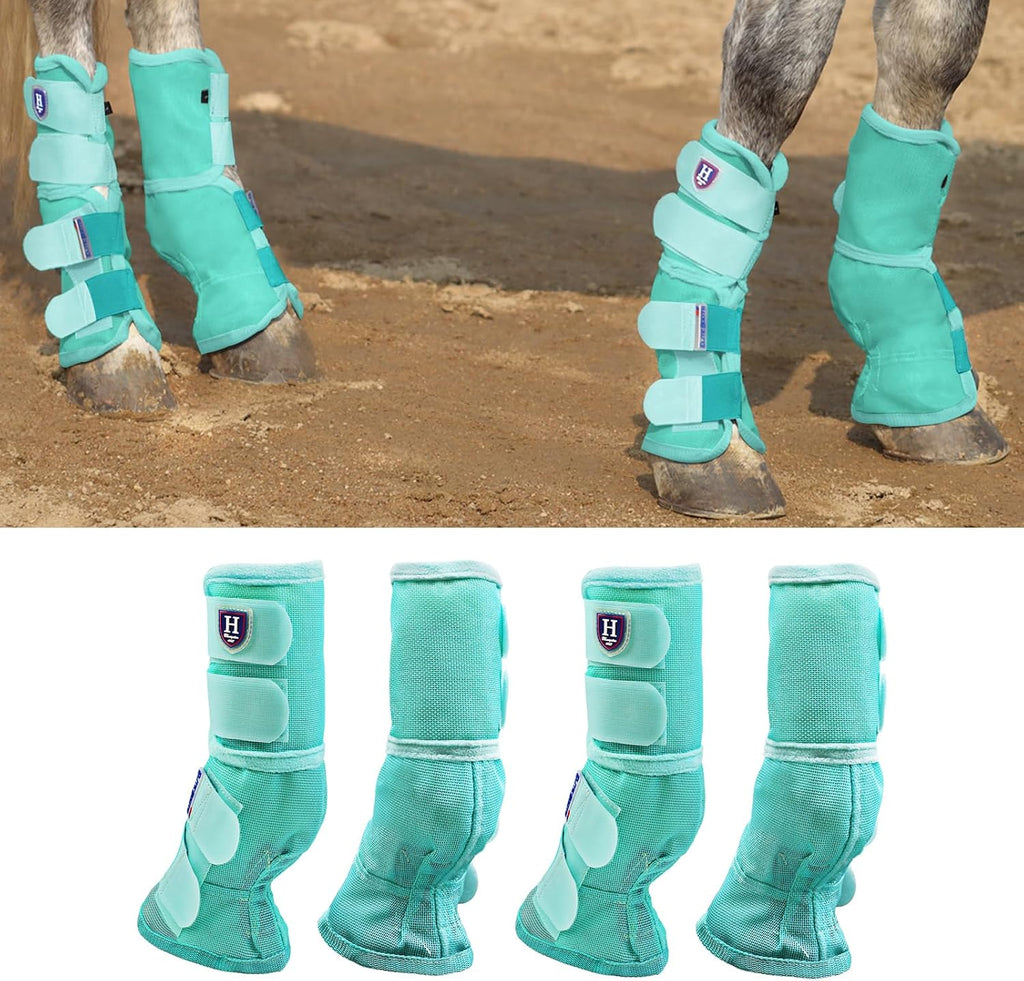 Harrison Howard Horse Fly Boots Mint Large front view mesh leg guards