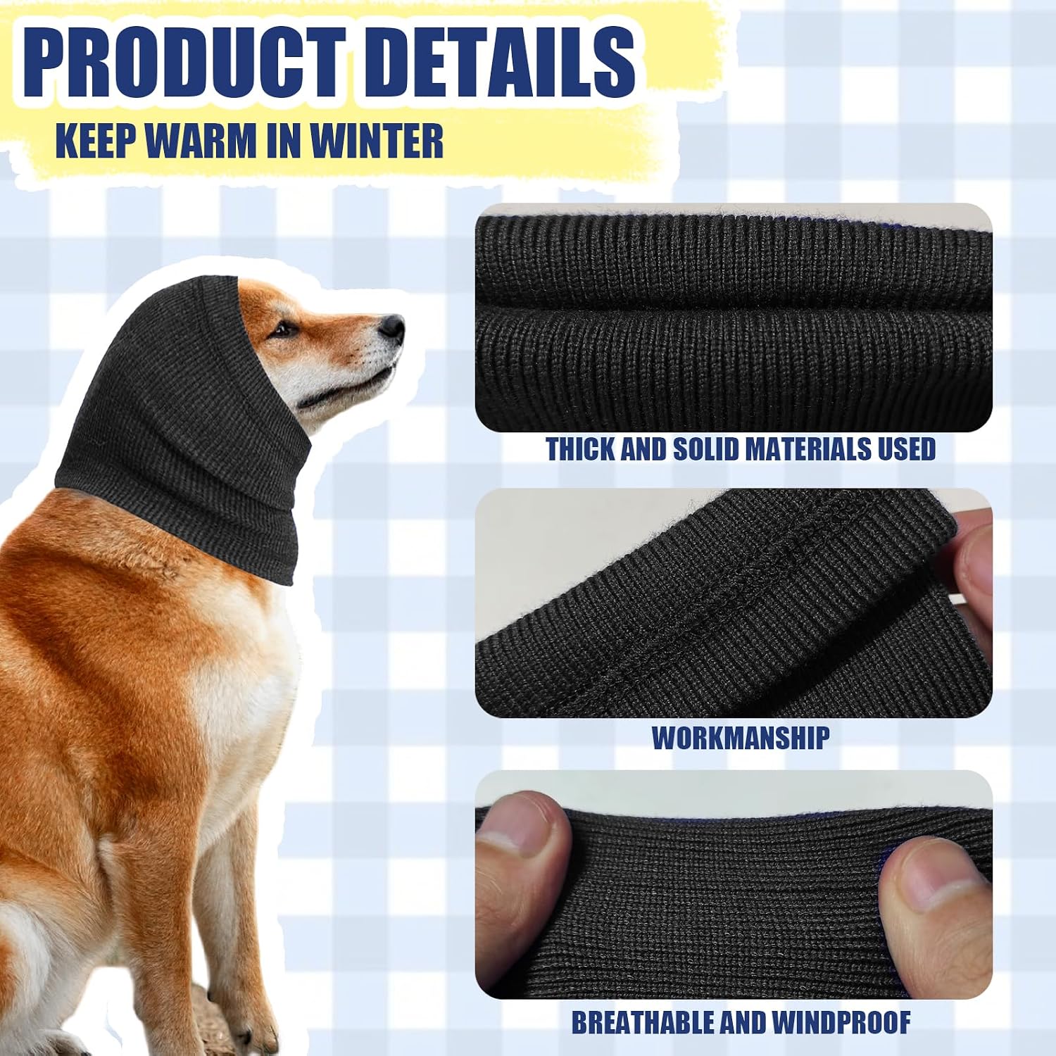 Soft grey dog neck and ear warmer sleeve for winter walks