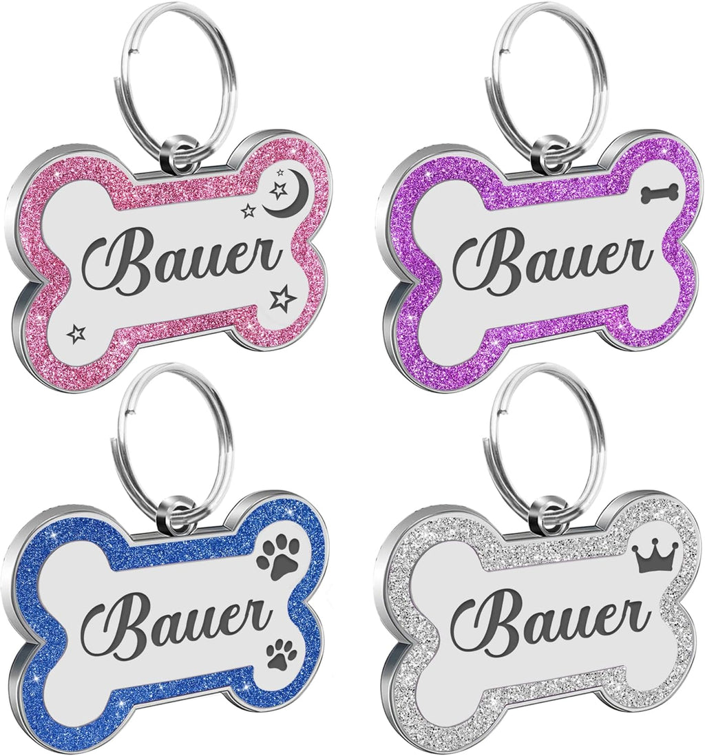 EDSG small glitter bone pet identification tag suitable for puppies and cats