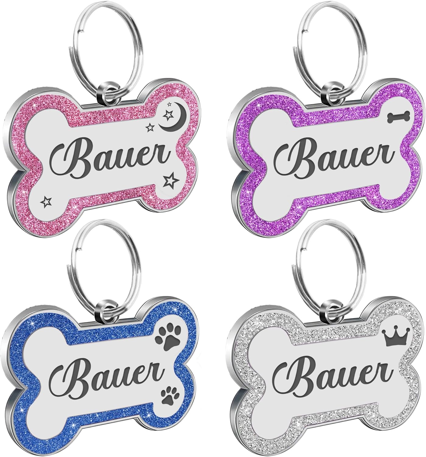 EDSG small glitter bone pet identification tag suitable for puppies and cats