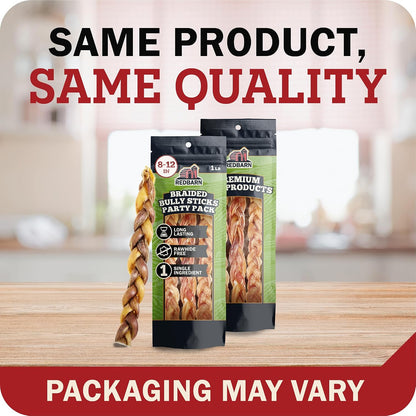 Redbarn Pet Products All Natural 5"-8" Braided Bully Sticks for Small & Large Dogs - Healthy Long Lasting Beef Chews Variety Party Pack - Single Ingredient Low Odor Rawhide Free - 8 oz Bag - Image 15